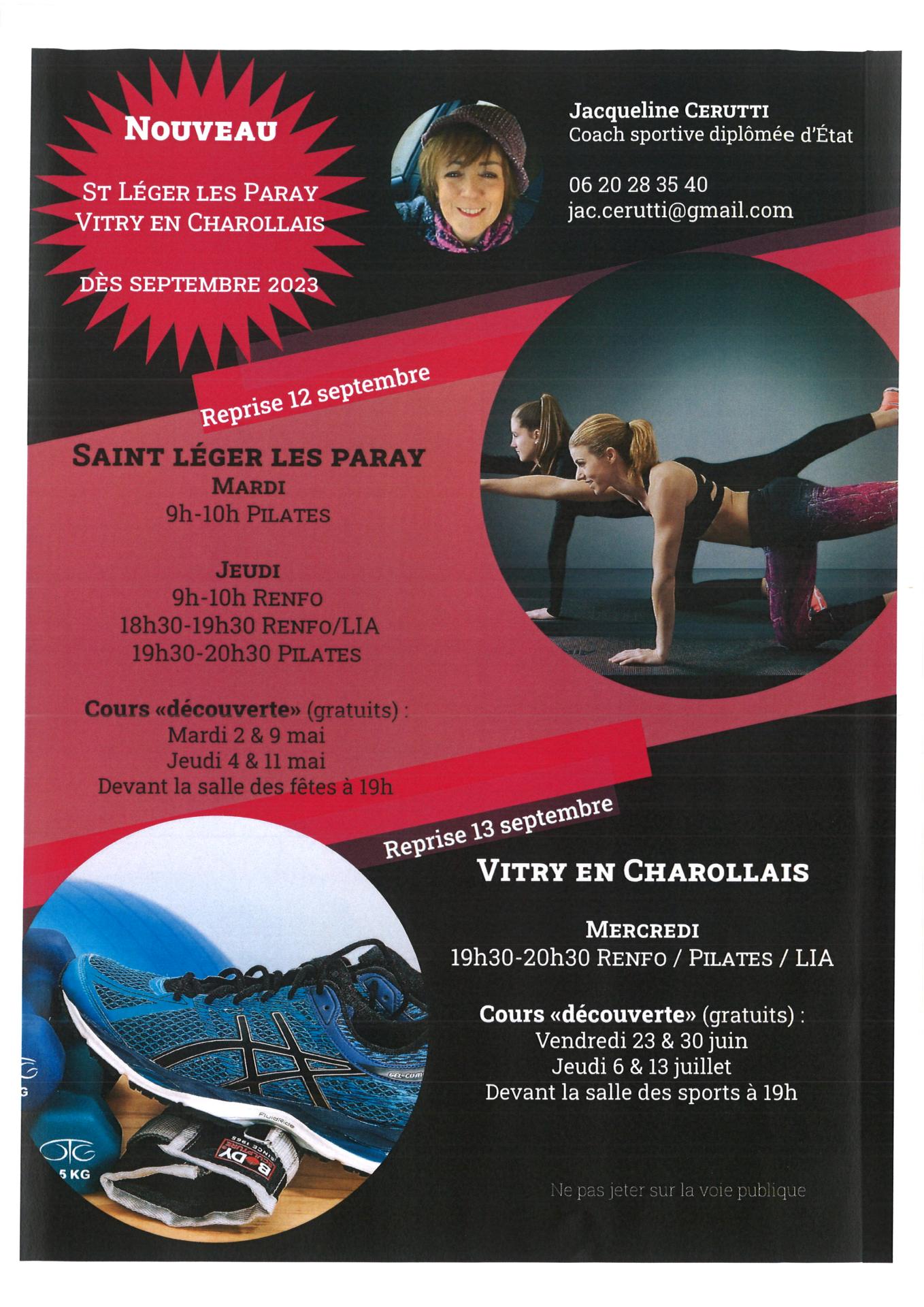 Cours de pilates/renfo/LIA à vitry